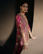 Fuchsia & Gold Hand-Embroidered Luxury Suit